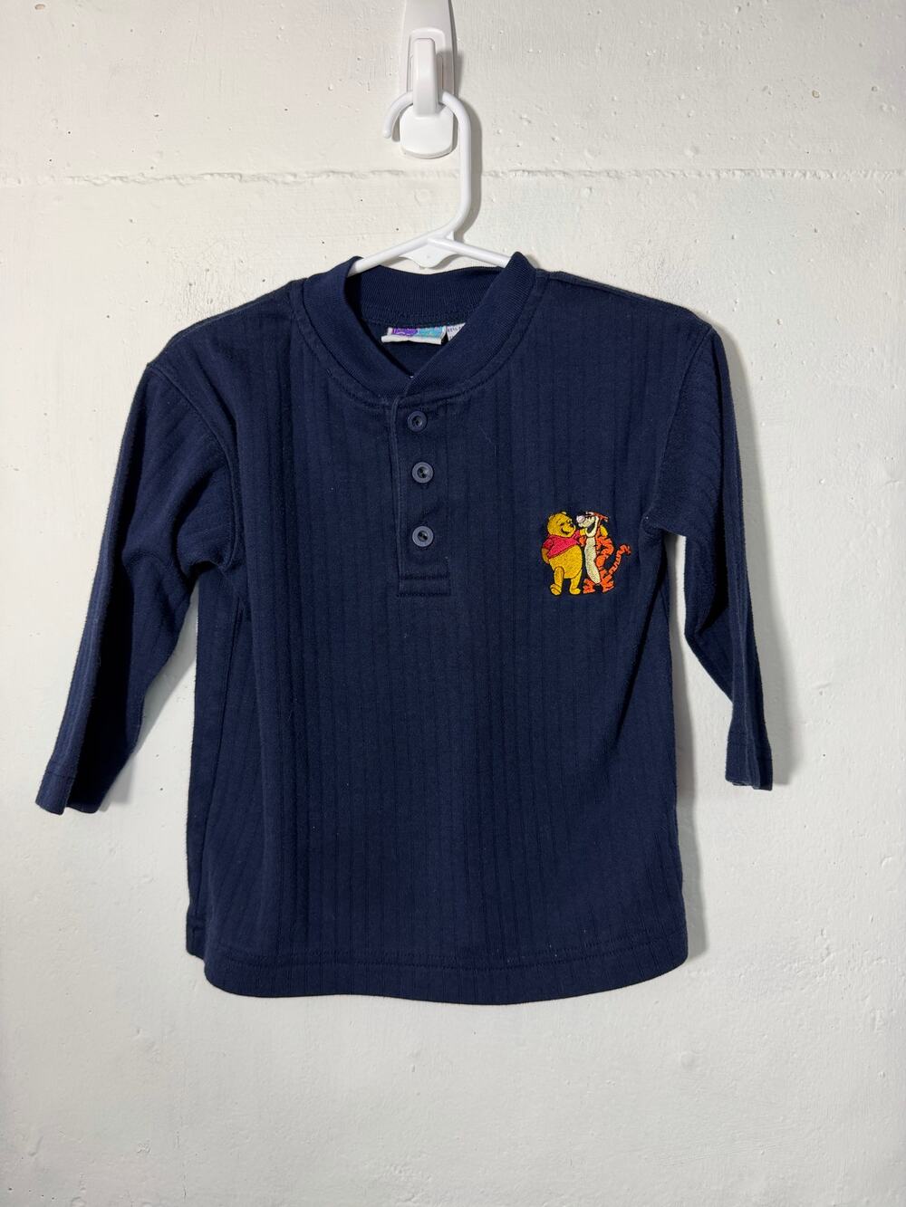 Vintage Pooh Tigger Size 2T Navy Blue Long Sleeve Henley